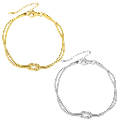 2 Pulseras Para Pareja En Plata 925 Y Oro De 14 Quilates - Pulseras De La Amistad, Joyería Para Mujer, Regalos Para Parejas, Regalos Para Hombres, Regalos Para Mujeres