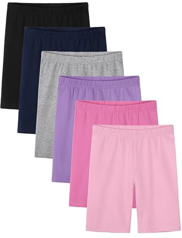 YERIOK 6 Pack Girls Bike Shorts Cotton Biker Shorts Cartwheel Clothes for Kids Under Dress Dance Multi-Color Set B 5T