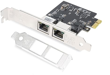 6COM GIGA Scheda di rete PCI-E 2.5GBase-T, doppia porta RJ45 2500/1000/100M/10Mbps con controller Ethernet Realtek RTL8125B, supporta Windows 11/10/8/7, Windows Server, Linux
