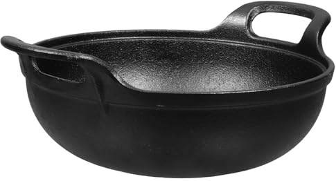 SOLUSTRE Olla de Hierro Fundido de 20 Cm, Gruesa y Resistente al Calor, Cacerola para Guisar y Sopa, Utensilio de Cocina para Picnic al Aire Libre y Olla Caliente Estilo Japonés