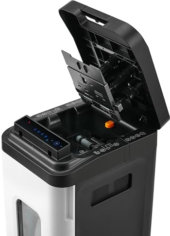 Profi Auto-Feed Aktenvernichter 600 Blatt – DSGVO-konformer Partikelschnitt P-5 – Anti-Papierstau & 60L Behälter – Schreddert Büroklammern & Kreditkarten – Leiser 60 min Dauerbetrieb für Großraumbüros