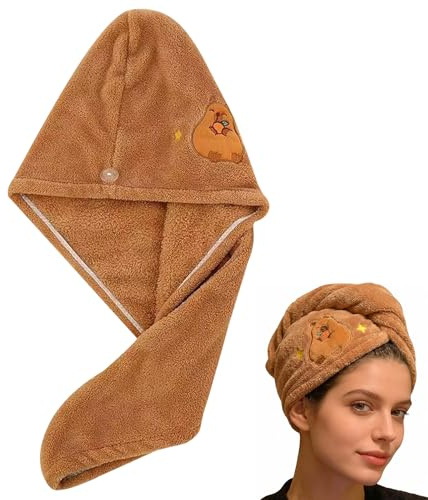 ARYIMYDP Cappuccio Asciugamano Capibara in Microfibra, Morbido e Leggero, Assorbe Rapidamente l'Acqua, Accorcia i Tempi di Asciugatura, Adatto a Casalinghe, Studentesse e Donne che Lavorano
