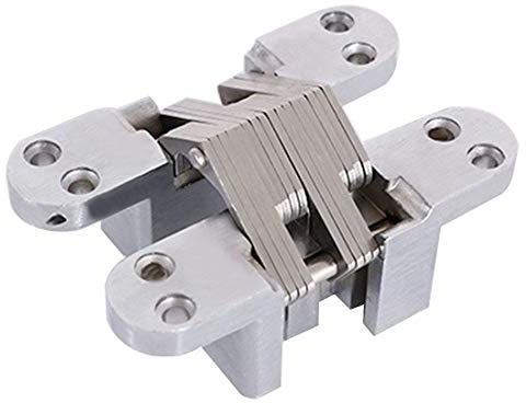 Ranbo 118mm Schwerlast Verdecktes Türscharnier,180°Unsichtbares Scharnier aus Edelstahl mit Kreuzstruktur,geeignet für Türstärken ab 35mm,Ideal für Trennwände und Falttüren,1 Stk.(Max. Tragkraft 50kg)