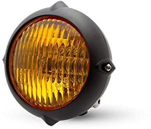Alchemy Parts 5.5 Frontscheinwerfer für Retro Individuell Projekt - Mattschwarz mit Gelb Linse