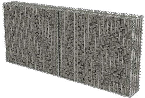 Gabionvägg Gabione stenkorg 200 x 20 x 85 cm, av förzinkat stål, silver, för stödmurare stödvägg trädgårdsstång
