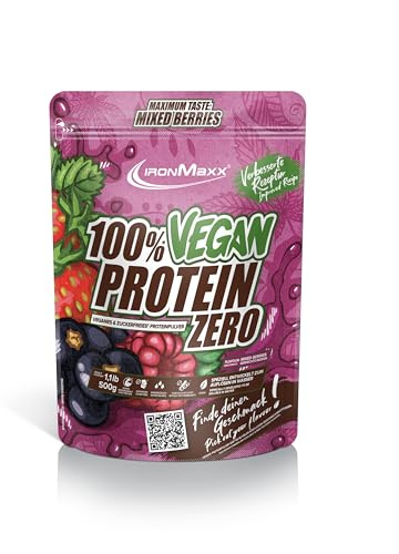 IronMaxx 100% Vegan Protein Zero - Mixed Berries 500g | Veganes Eiweißpulver ohne Zucker | Low Carb Protein Shake, High Protein, laktosefrei, geeignet für Muskelaufbau & Diät