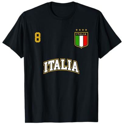 Équipe Football Italia Sports Nombre 8 Drapeau Italien T-Shirt