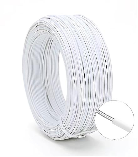 Arightmu 1.9mm 105M Iron Wire Tie Coated Wire Twist Ties Binding, Plant Twisty Tie Garden Wire Coil Plastic Coated for Plants Plant Tree Support (1.9mm-105M, White-Flat)