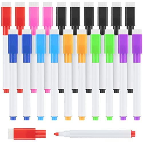 OFFCUP Pennarelli per Lavagna Bianca, 20Pcs Marcatore Cancellabile, Pennarelli Magnetici per Lavagna, Whiteboard Markers, Pennarelli per Lavagna Bianca Cancellabile per Scuola Casa Ufficio, Colore