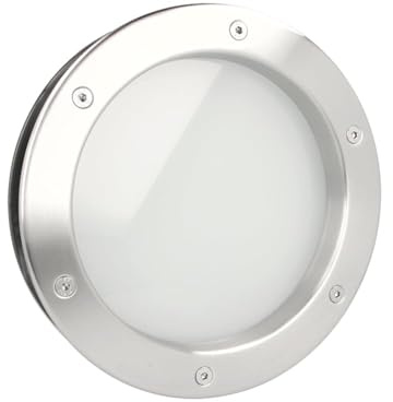 MLS Bullauge B4000 für Türen, Rostfreier Edelstahl, 250 mm, Mattes Glas | VSG-Sicherheitsglas, Passend für 40 mm Starke Türen, Beidseitig Sichtbare Befestigungsschrauben
