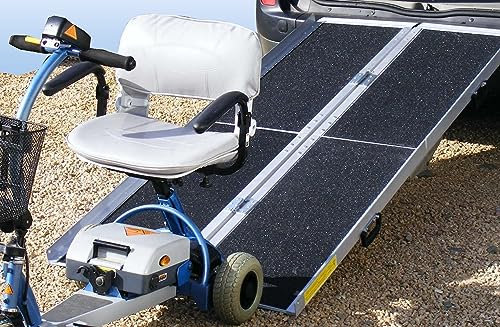 BOTOWI Zusammenklappbare Aluminium-Rollstuhlrampe Schwellen-Rampe mit Rutschfester Oberfläche Tragbare Rampen für Treppenstufen Handicap-Rampe für Stufen/Türen/Treppen,Non Slip Strip,6ft/180cm