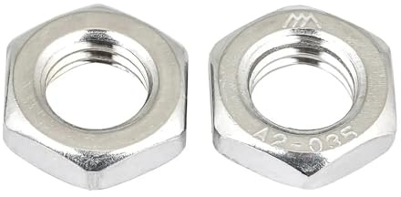 WALENI 2-28pcs M6 M8 M10 M12 M14 M16 M18 M20 304 Stainless Steel Left-Hand Thread Thin Nut Counter Nut(M16(2PCS))