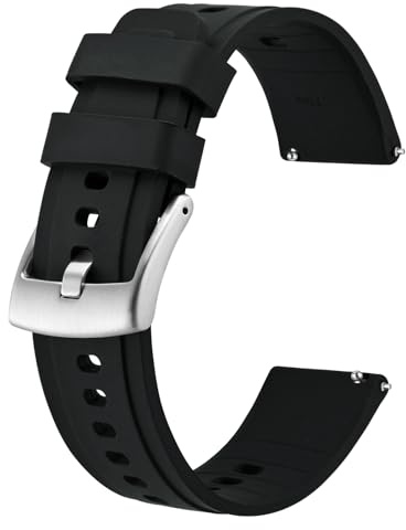 BISONSTRAP Cinturino per Orologi in Silicone Gomma 18mm 20mm 22mm 24mm, Cinturino per Uomo Donna, Cinturini di Ricambio a Sgancio Rapido