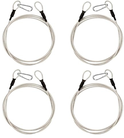 Cable de Acero con Ojales,Candado de Cable de Seguridad con Cable de Acero, Cable de Bucle de 4 Piezas, Cable de Seguridad de 2 m de Largo, para Bicicletas, Motocicletas, Puertas de Vidrio