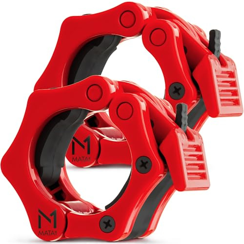 Mata1 Premium Olympic Barbell Clamps, Ultimate Locking Weight Clips for Weightlifting & Bodybuilding Training, Standard 2 / 5 cm Barbell Collars w/Quick-Release Mechanism
