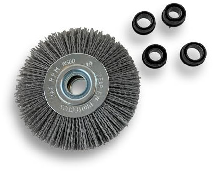 Brosse circulaire NYLON Abrasif | Ø 125 mm | Epaisseur 3 rangs | Carbure de silicium Grain 80 | Alésage 16 mm | Touret meuleuse ponceuse | Brossage décapage polissage dérouillage | Kibros 234128KR_80