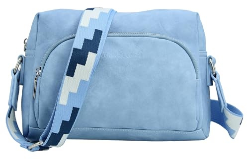 JENNIFER JONES – moderiktig damaxelväska – crossbody bag med bred axelrem, Blå