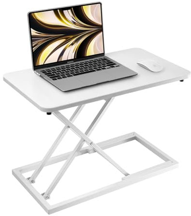 Weißer Stehtisch-Konverter für den Schreibtisch ist geeignet für den Einsatz in Laptops und Einzelmonitor-Arbeitskonsolen, Heimbüros und kann in der Höhe verstellt werden (weißes Holz)