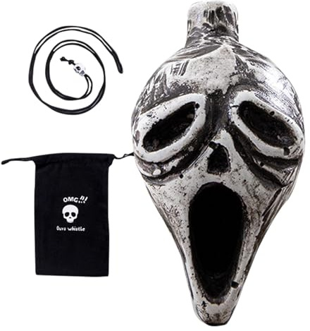 Silbato de muerte azteca más fuerte,Silbato de Halloween | Muerte Halloween Instrumento Azteca Gritando Silbato | Silbato de muerte más ruidoso con diseño retro de calavera, silbato fuerte con gritos