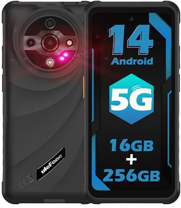 Ulefone Armor X31 Pro 5G Outdoor Mobile Phone 2025, 16GB + 256GB/SD-2TB 64MP + 25MP Night Vision 6.56 Inch 800nits 120Hz with Glare Torch 120Lum 6050mAh Android 14 Smartphone 3-Slots/Face/NFC/GPS