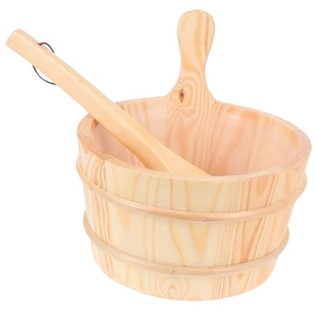 BESPORTBLE 1set Wooden Sauna Bucket and Spoon Set Barrel and Ladle for Sauna Room Supplies Capacity Lightweight Design