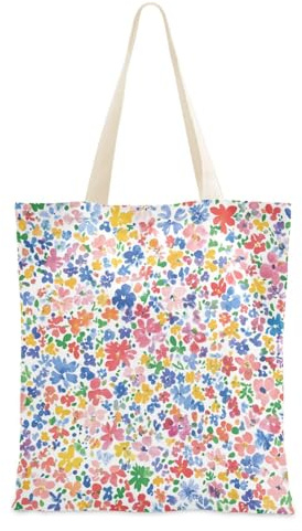 Foiosoh Bellezza Estate Piccoli Fiori Colorati Tote Bags Panno Tote Borse Con Manici Bulk Totes Regali Carini Per Le Donne Borse di Tela Riutilizzabili, Bellezza Estate Piccoli Fiori Colorati, 1 size