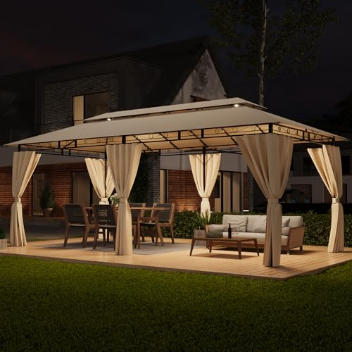 TRIUMPHKEY Tonnelle 3 x 6 cm, imperméable à l'eau à l'épreuve du froid, tonnelle de jardin, camping, bâche, avec structure en métal, beige