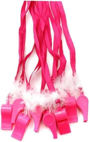 DYBADYSA 12 Pcs Prank Party Whistle Necklace Pecker with Ribbon Feather for Bridal Shower Wedding Hen Party Favor Supplies Set Y10