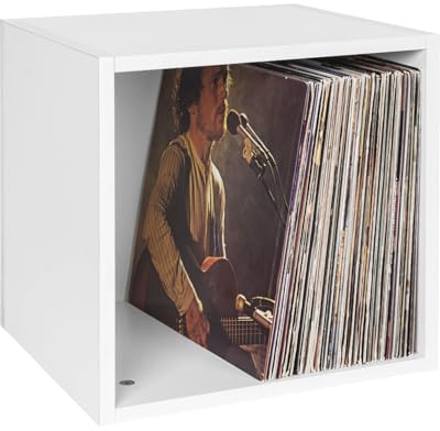 OUUTMEE Record Box Black 110 unidades apilables sin problemas, color blanco, diseño DIY, se puede utilizar como expositor de CD