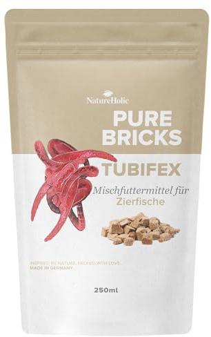 NatureHolic Pure Cubes Tubifex | Cubo Tubifex essiccato congelatore per pesci d'acquario gamberetti gamberetti gamberetti gamberi woodle | Mangime naturale ricco di proteine con astaxantina e chitina