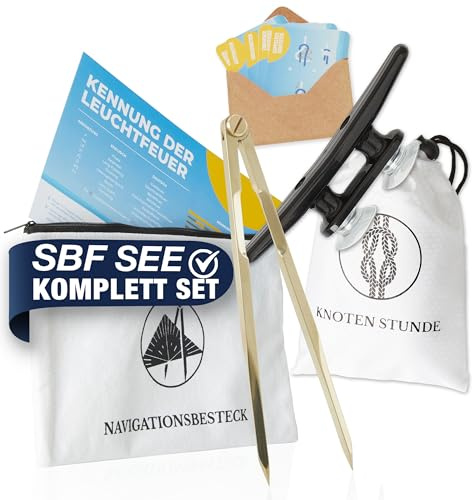Kapitänsset - Navigationsbesteck und Knoten Übungsset - Ideal ausgestattet für den SBF - Super Geschenk für Segler und Bootsfahrer