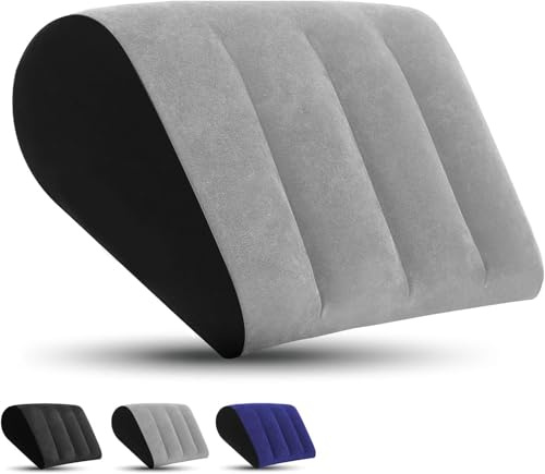 Inflatable Wedge Pillow for Sleeping - Portable Wedge Bed Wedge for Backrest Sleeping Body Positioners, Leg Elevation, Knee Support Acid Reflux,Snoring,Camping,Complimentary silk eye mask (Grey)