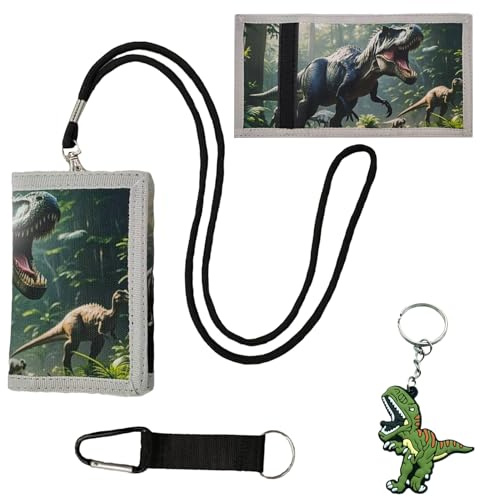 DINGFENG Cartera Infantil Dinosaurio Niños para Monedero con Correa