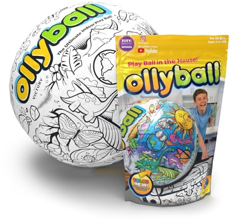 Ollyball 1915352-Pelota de Ocio clásica para niños para Colorear, Absorbe los Golpes con tecnología patentada KrunchCOR a Partir de 4 años, 30 cm (1915352)