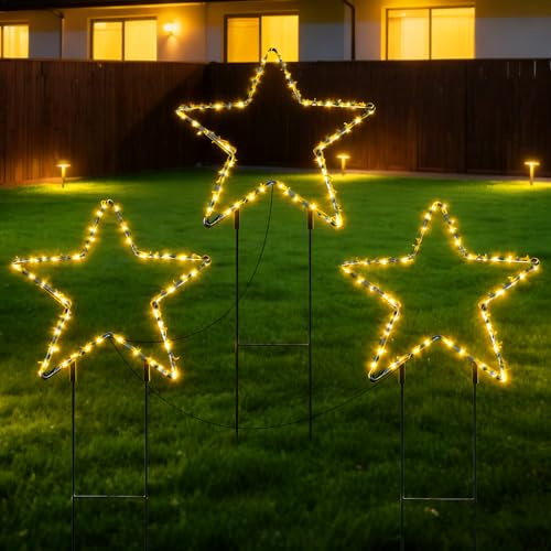 CHENBOOW Weihnachtsbeleuchtung Außen,Gartenstecker Stern,Weihnachtsdeko Garten,Wasserdicht Weihnachtsbeleuchtung,Balkon Weihnachtsdeko,für Weihnachten Außen Garten Wege Rasen Balkon