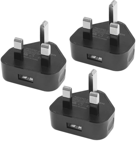 Security-01 3-Pack USB Charger Plug, 5V 1A 5W AC to DC Power Supply Adapter, compatible with IP camera, Tablets, MP3 players, E-Readers, Smartphones, Power tools and more, Black