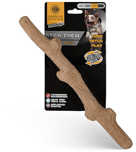 American Kennel Club Training Dog Chew Toy, TPR Wood Stick Dog Toy, Durable Dog Toy for Moderate Chewers, Maplewood Scented for Long-Lasting Engagement, Supports Dental Health