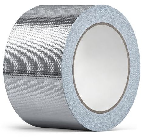 wordmouk 80 mm x 20 m Cinta Adhesiva de Aluminio Reforzada con Tejido de Fibra de Vidrio Robusta Cinta Alta Temperatura para Sellar Reparar y Aislar de Tuberías de Metal