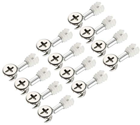 uxcell 3-in-1 Furniture Connecting Kit 13mm OD Cam Fitting, M6x25mm Dowel Screws, 10.7mm OD Pre-Inserted Nut 12 Sets