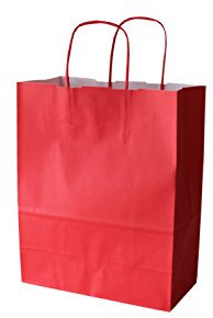 PGV Papiertragetaschen farbig mit Kordel ROT Rosso - Verschiedene Größen und Mengen (18 + 8 x 24 cm, 50 Stück)
