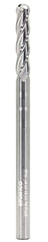 YONICO Hartmetall-Kugelfräser CNC-Fräser-Bits 4 Flöte Spirale 1/4 Zoll Durchmesser 1/4 Zoll Schaft 34412-SC
