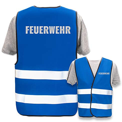 Bedruckte Marken-Warnwesten mit Leuchtstreifen * Standard- o. Reflex-Druck * Einsatzkräfte, Warnweste Begriffe Einsatzkräfte:Feuerwehr (Reflektierend), Farbe + Größe:Blau (XL/XXL)