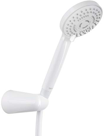 TATAY Alcachofa de Ducha Bombay Ø10 cm Fácil de Limpiar Sistema Antical | Alcachofa Ducha | Longitud 1,5m | Plástico ABS | Ahorro de Agua | 1 Posición | Kit con Soporte y Manguera, Blanco