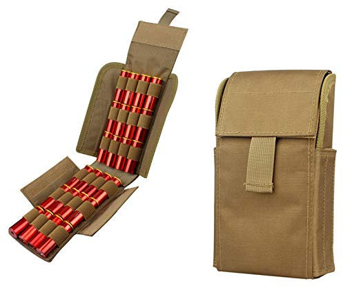 Gexgune Jagd 25 Runde 12GA 12 Gauge Munition Shells Reload Magazin Aufbewahrungstaschen Tasche Bandelier Bullet Holder Taktische Airsoft Kit (Khaki)