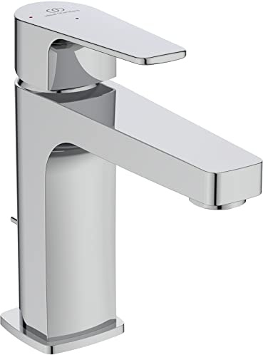 Ideal Standard BC689AA Cerafine D Waschtischarmatur Grande mit Ablauf, Bad-Wasserhahn mit Auslauf, Mischbatterie Waschbecken, Wassersparend BlueStart, Chrom