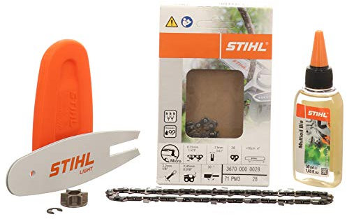 Joist Kettensägenteile - Ersatzteile-Set für Kettensägen - Führungsschiene, Kette, Kettenschutz, Kettenrad und Multioil Bio für STIHL GTA 26