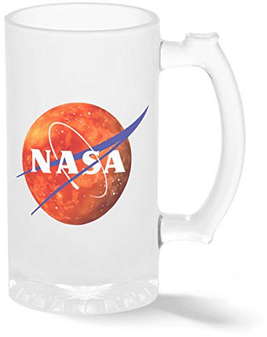 NASA Mars 2020 Inspired Pint Glass Mug Frosted Transparent Stein Novelty Mug for Beer 500ml