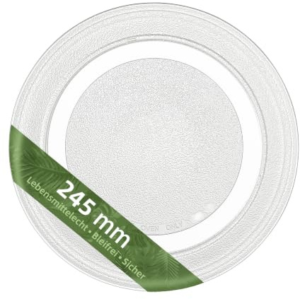 Gemroom 24,5 cm Mikrowellen-Drehtellerplatte kompatibel mit GE WB49X10134, 245 mm Ersatz-Mikrowellenglasplatte für LG 3390W1A035A 3390W1A035C und WPW10315165 Whirlpool Mikrowellenglasplatte