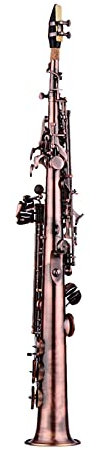 Brass Saxophon Gerade BB-Sopran-Saxophon-Sax-Holzwind-Instrumenten-Schnitzenmuster Mit Fallhandschuhen Tuch Riemen Pinsel Blasinstrument