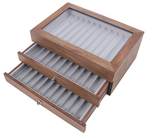 SHZICMY Schreibgeräte Sammlerbox, 34 Pcs Display Box Aufbewahrungsbox Geeignet für Stifte, Kugelschreiber, Pens, Acryl&Flanell Penbox Veranstalter mit Schubladen